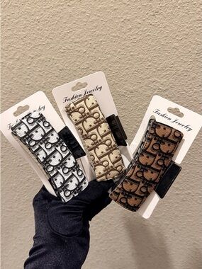 Designer Fashion Monogram Patterned Hair Claws - You Pick One Color